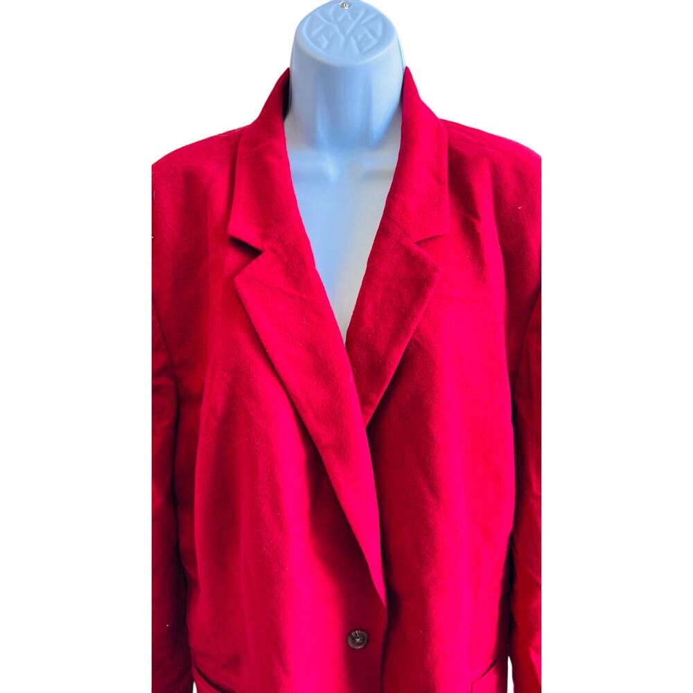 Vintage 90s Lands’ End Red Wool Cashmere Blazer 24W Made in Hong Kong Plus - Picture 2 of 4
